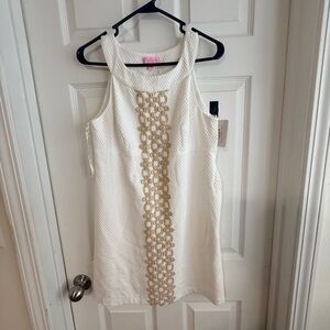 Lilly Pulitzer White Dress with Gold Detailing